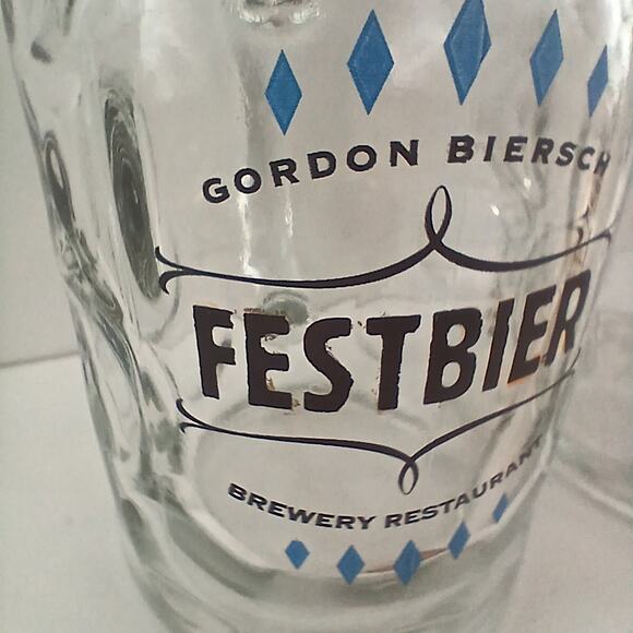 2 Gordon Biersch Festbier Beer Mugs 0.5L German Dimpled Glass Stein Set - Picture 13 of 15